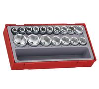 Teng Métrico Enchufe Set 17 Piezas 6Pt 1.3cm Drive Cromo 6Pt Almacenaje Bandeja