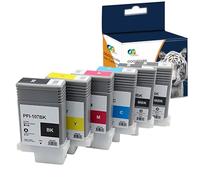 Teng® PFI-107 - Cartuchos de tinta para impresora Canon IPF-670 IPF-680 IPF-685 IPF-770 IPF-780 (130 ml), color (2noir mat, 1noir, 1cyan, 1magenta, 1jaune) IPF-670
