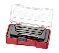 Teng Tools Juego de 5 extractores de tornillos de cromo vanadio con clip | Cinco extractores de cromo vanadio (tamaños 1 a 5) en una caja de plástico rojo compacta con una tapa transparente y clip de