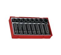 Teng Tools TT9120D - Juego de 16 llaves de vaso de impacto regular y profundo de 6 puntos de 1/2 pulgada