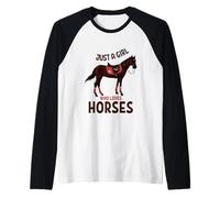 Tenga Cuidado Caballos Juts una Chica Que ama los Caballos Camiseta Manga Raglan