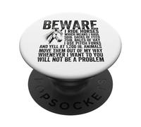 Tenga cuidado de montar a caballo, no sea un problema, divertido amante de los caballos PopSockets PopGrip Adhesivo