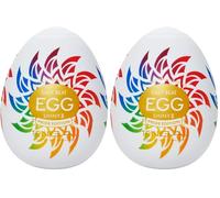 TENGA Egg Pride Hard Disposable, One Time Use, Super Stretchable Male Masturbator Sleeve, Shiny II Pride Edition (Paquete de 2)