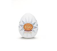 Tenga Huevo Shiny, Funda Masturbadora, 4.9 x 6.1 x 4.9 cm, Color Blanco / Ocre / Plata, 5 ml, 1 Unidad (Paquete de 1)