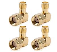 TengKo RP-SMA Macho a RP-SMA Conector Macho de ángulo Recto con Conector Hembra de ángulo Recto de 90 Grados (4 Pack)