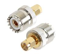 TengKo UHF Hembra a SMA Macho Adaptador RF Coaxial Conector SO239 (PL259) Antena de Mano PL-259 Convertidor de Dos Vías Radio Adaptador de Antena RF (2 Pack)