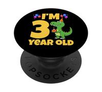 Tengo 3 años de Edad Dinosaurio cumpleaños niño T-Rex Fiesta de Tercer cumpleaños PopSockets PopGrip Adhesivo