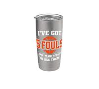 Tengo 5 Faltas y no tengo miedo de usarlas baloncesto Vaso térmico de acero inoxidable de doble pared