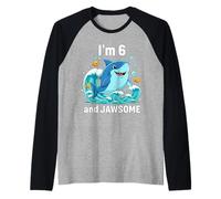 Tengo 6 años y el Sexto cumpleaños de Jawsome Shark Camiseta Manga Raglan