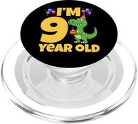 Tengo 9 años de Edad Dinosaurio cumpleaños niño T-Rex 9th Bday Party PopSockets PopGrip para MagSafe