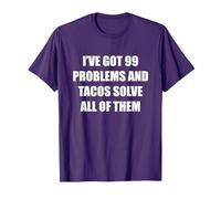 Tengo 99 Problemas y los Tacos los resuelven Todos Camiseta, Hombre, Morado, XXL