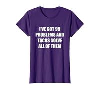 Tengo 99 Problemas y los Tacos los resuelven Todos Camiseta, Mujer, Morado, XXL