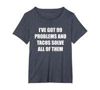 Tengo 99 Problemas y los Tacos los resuelven Todos Camiseta, Mujer Tallas Grandes, Azul Jaspeado, 1XL Grande