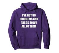 Tengo 99 Problemas y los Tacos los resuelven Todos Sudadera con Capucha, Unisex para Adultos, Morado, XXL