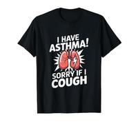 Tengo asma Lo Siento si toso Conciencia sobre el asma Camiseta gráfica económica, Hombre, Negro, L