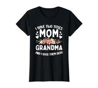 Tengo Dos títulos Mamá y Abuela Mejor Abuela Día de la Madre Camiseta gráfica económica, Mujer, Negro, XL