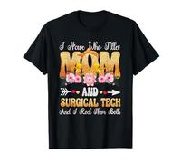 Tengo Dos títulos Mamá y tecnología quirúrgica Floral Día de la Madre Camiseta