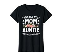 Tengo Dos títulos mamá y tía Mejor tía Día de la Madre Camiseta gráfica económica, Mujer, Negro, L