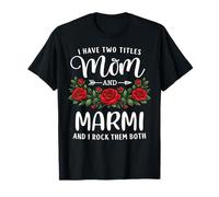 Tengo Dos títulos Mom y Marmi Mothers Day Floral Camiseta