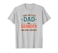 Tengo Dos títulos: papá y Abuelo y yo los rockeo a Ambos Camiseta, Hombre, Plata, XXL