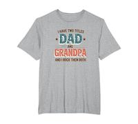 Tengo Dos títulos: papá y Abuelo y yo los rockeo a Ambos Camiseta, Hombre Tallas Grandes, Gris Jaspeado, 6X Alto