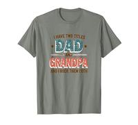 Tengo Dos títulos: papá y Abuelo y yo los rockeo a Ambos Camiseta, Hombre, Verde Militar Jaspeado, 3XL