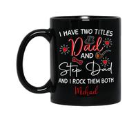 Tengo Dos Títulos: Papá Y Padrastro Tazas De Regalo Novedad Tazón De Café Graciosa Tazas Té Regalos Novedosos Para Colegas Familiares Trabajo 330ml