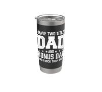 Tengo dos títulos papá y papá extra y yo rockeo ambos Vaso térmico de acero inoxidable de doble pared