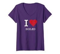 Tengo el corazón hervido, me Encanta lo hervido Camiseta Cuello V, Mujer, Morado, S