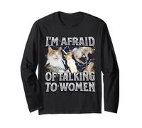 Tengo miedo de hablar con mujeres Funny Cat Meme Bootleg Manga Larga