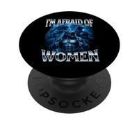 Tengo Miedo de Las Mujeres Hombre Lobo Alfa Lobo Meme tembloroso PopSockets PopGrip Adhesivo