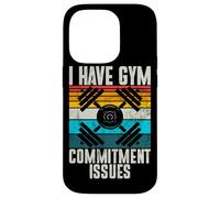 Tengo Problemas de Compromiso en el Gimnasio Pesos Retro Entrenamiento con Mancuernas Carcasa para iPhone 14 Pro