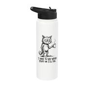 Tengo que decir cosas raras o moriré, gato divertido Stainless Steel Insulated Water Bottle