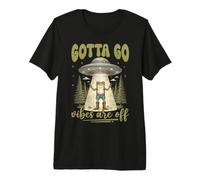 Tengo Que IR Vibes están apagados Divertido OVNI Alien Frog Meme Camiseta Premium