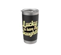 Tengo suerte de tener a mi hija Retro Family Love Vaso térmico de acero inoxidable de doble pared