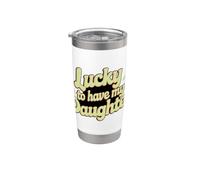 Tengo suerte de tener a mi hija Retro Family Love Vaso térmico de acero inoxidable de doble pared