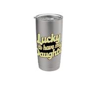 Tengo suerte de tener a mi hija Retro Family Love Vaso térmico de acero inoxidable de doble pared
