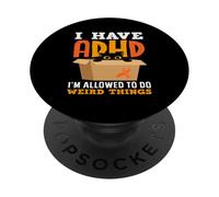 Tengo TDAH Me Permiten Hacer Cosas Raras Gato Negro Divertido PopSockets PopGrip Adhesivo