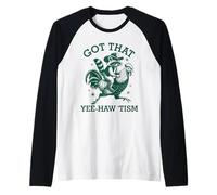 Tengo That-Yee Haw 'Tism Raccoon Cowboy Western Rodeo Vintage Camiseta Manga Raglan