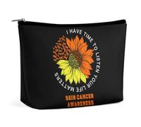 Tengo tiempo para escuchar Tu vida importa Concientización sobre el cáncer de piel Bolsa de cosméticos Bolsa de maquillaje portátil de viaje Bolsa de artículos de tocador de gran capacidad Bolsas de a