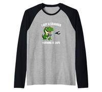 Tengo un Grabber, Nada es Seguro, Divertido, Dino Camiseta Manga Raglan