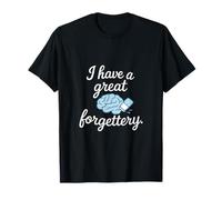 Tengo un gran cerebro olvidadizo con estampado cursivo y borrador Camiseta