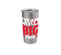 Tengo un gran par de tarjetas de póquer Texas Holdem Casino Vaso térmico de acero inoxidable de doble pared
