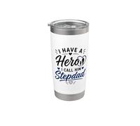 Tengo un héroe al que lo llamo padrastro Bonus Papá Hija Vaso térmico de acero inoxidable de doble pared