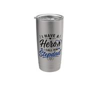 Tengo un héroe al que lo llamo padrastro Bonus Papá Hija Vaso térmico de acero inoxidable de doble pared