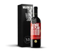 «Tengo un plan: Bla Bla Bla y Glu Glu Glu» Mensaje en una Botella. Vino Tinto Premium Reserva 12 Meses + Gift Box. Etiqueta Roja PERSONALIZABLE