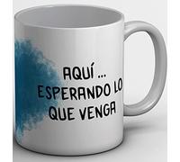 TengoTazas | Taza "Esperando lo que Venga". Taza con Dibujos y Frases. Tazas Graciosas. Taza de Cerámica Grande, de 330 ml. Regalo Original. Taza para amantes de las Mascotas, Perros