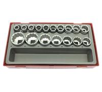 Tengtools TT1217 - Juego de 17 vasos 1/2" bihexagonales, serie regular, métricos