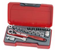 Teng Métrico Enchufe Set 24 PC Longitud Estándar 0.6cm Drive Cromo 6Pt T1424