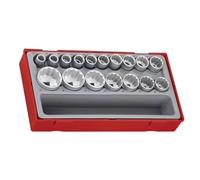 Tengtools TT1217 - Juego de 17 vasos 1/2" bihexagonales, serie regular, métricos